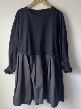 Black mixed media Long Sleeve Dress